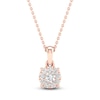 Thumbnail Image 1 of Diamond Halo Necklace 1/10 ct tw Round-Cut 10K Rose Gold 18&quot;