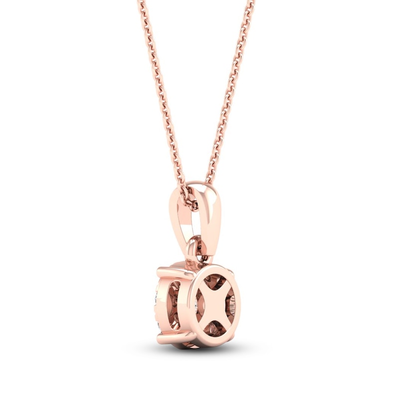 Main Image 4 of Diamond Halo Necklace 1/10 ct tw Round-Cut 10K Rose Gold 18&quot;