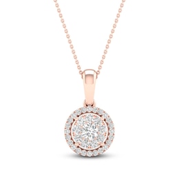 Multi-Diamond Necklace 1/4 ct tw Round-Cut 10K Rose Gold 18"