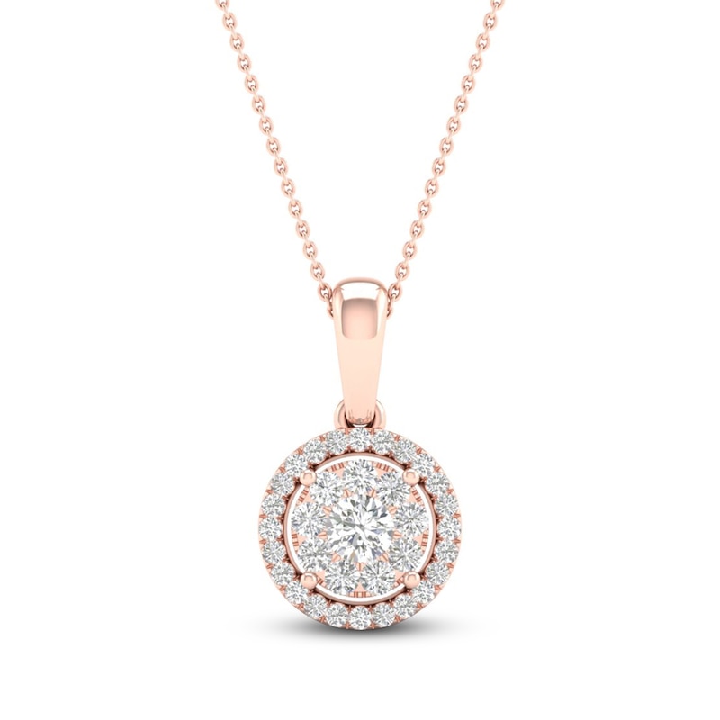 Main Image 1 of Multi-Diamond Necklace 1/4 ct tw Round-Cut 10K Rose Gold 18&quot;
