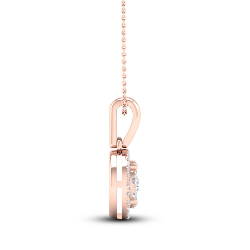 Main Image 2 of Multi-Diamond Necklace 1/4 ct tw Round-Cut 10K Rose Gold 18&quot;