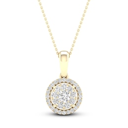 Multi-Diamond Necklace 1/4 ct tw Round-Cut 10K Yellow Gold 18"