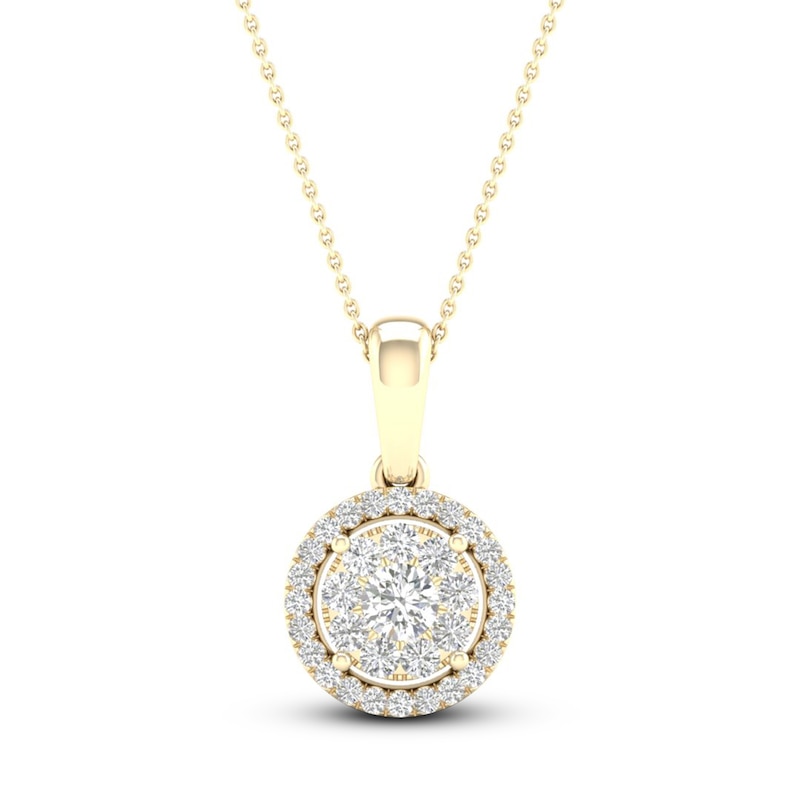 Multi-Diamond Necklace 1/4 ct tw Round-Cut 10K Yellow Gold 18"