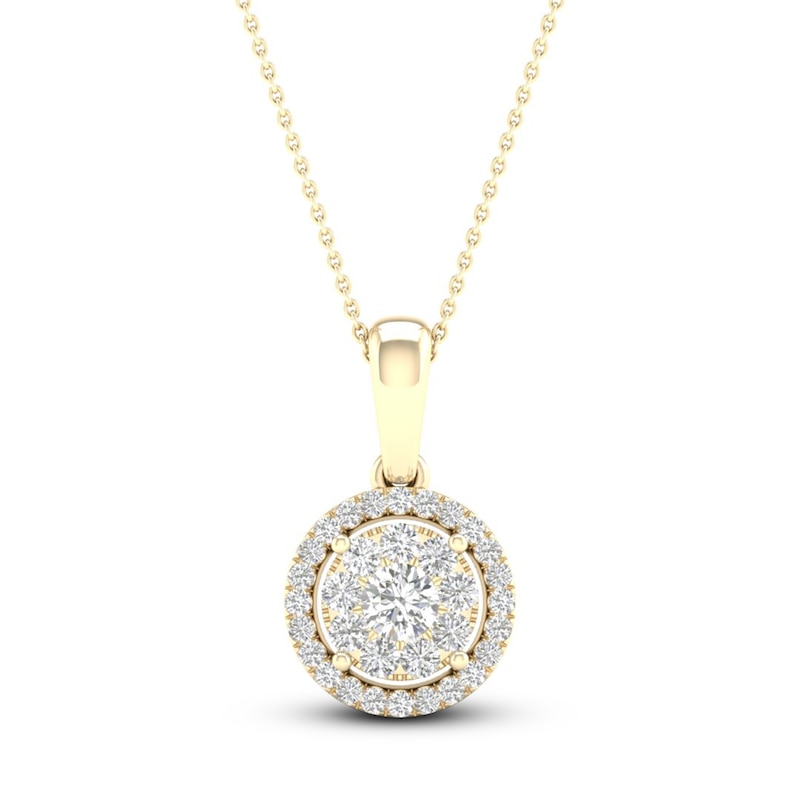Main Image 1 of Multi-Diamond Necklace 1/4 ct tw Round-Cut 10K Yellow Gold 18&quot;