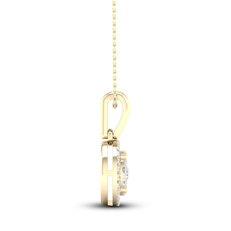 Main Image 2 of Multi-Diamond Necklace 1/4 ct tw Round-Cut 10K Yellow Gold 18&quot;