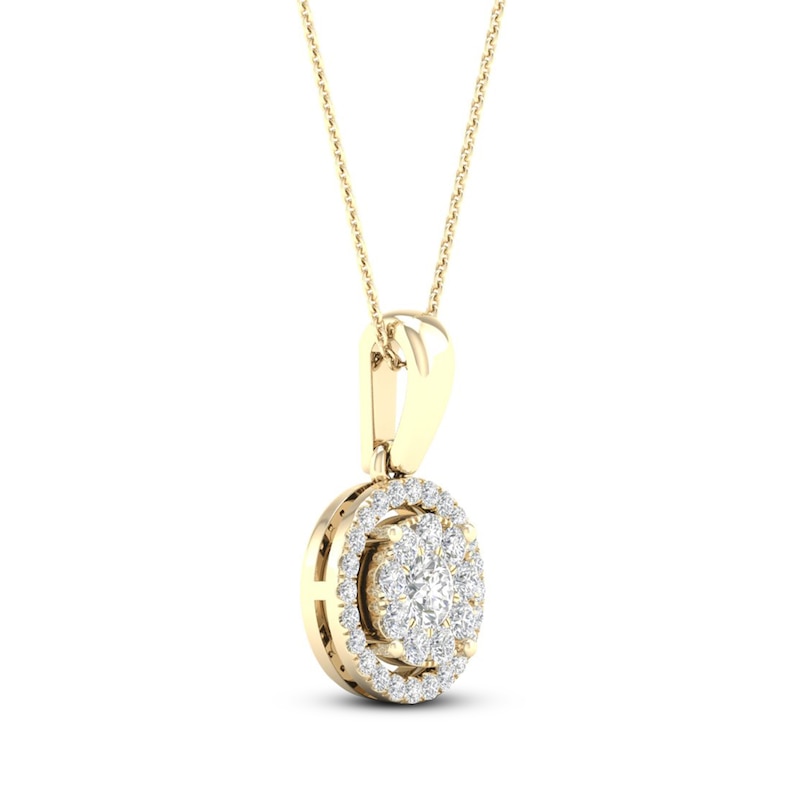 Main Image 3 of Multi-Diamond Necklace 1/4 ct tw Round-Cut 10K Yellow Gold 18&quot;