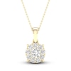 Thumbnail Image 1 of Diamond Halo Necklace 1/2 ct tw Round-Cut 10K Yellow Gold 18"