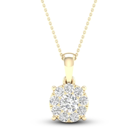 Diamond Halo Necklace 1/ ct tw Round-Cut 10K Gold 18