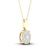 Thumbnail Image 3 of Diamond Halo Necklace 1/2 ct tw Round-Cut 10K Yellow Gold 18"