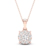 Thumbnail Image 0 of Diamond Halo Necklace 1/2 ct tw Round-Cut 10K Rose Gold 18"