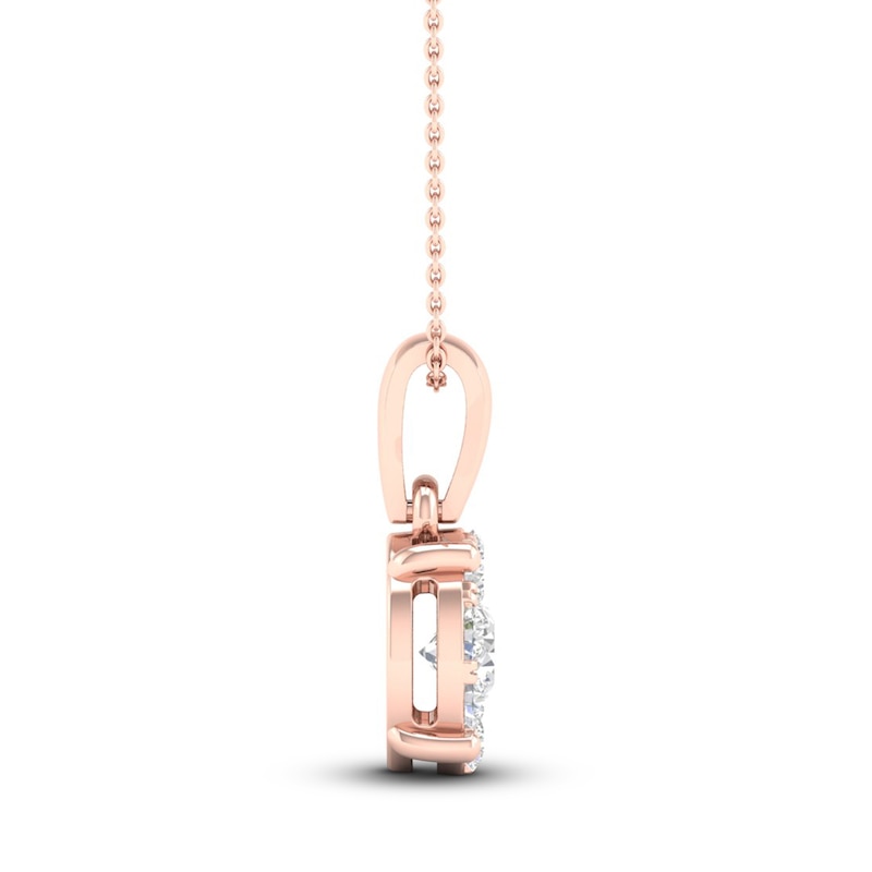 Diamond Halo Necklace 1/2 ct tw Round-Cut 10K Rose Gold 18