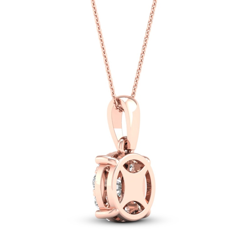 Diamond Halo Necklace 1/2 ct tw Round-Cut 10K Rose Gold 18"