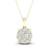 Diamond Halo Necklace 1 ct tw Round-Cut 10K Yellow Gold