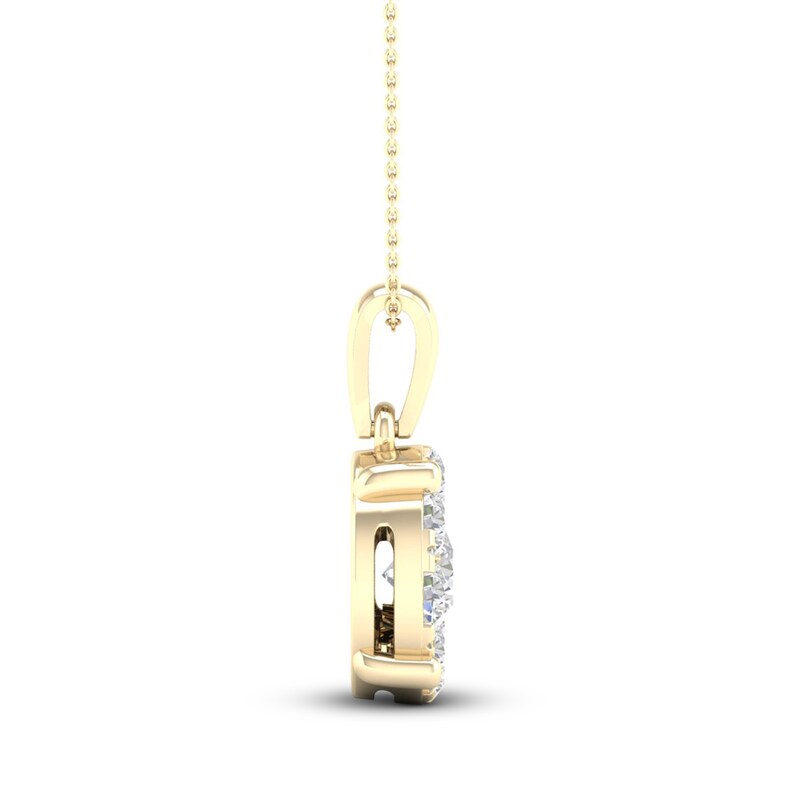 Diamond Halo Necklace 1 ct tw Round-Cut 10K Yellow Gold