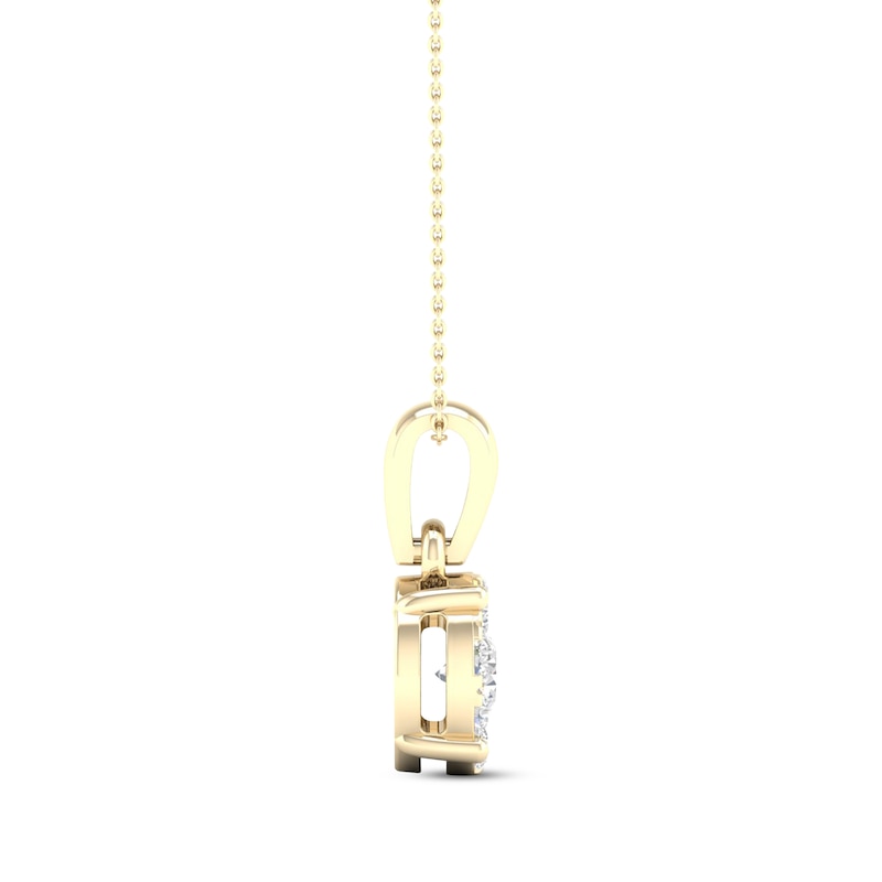 Main Image 2 of Diamond Halo Necklace 1/4 ct tw Round-Cut 10K Yellow Gold 18&quot;