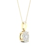 Thumbnail Image 2 of Diamond Halo Necklace 1/4 ct tw Round-Cut 10K Yellow Gold 18"