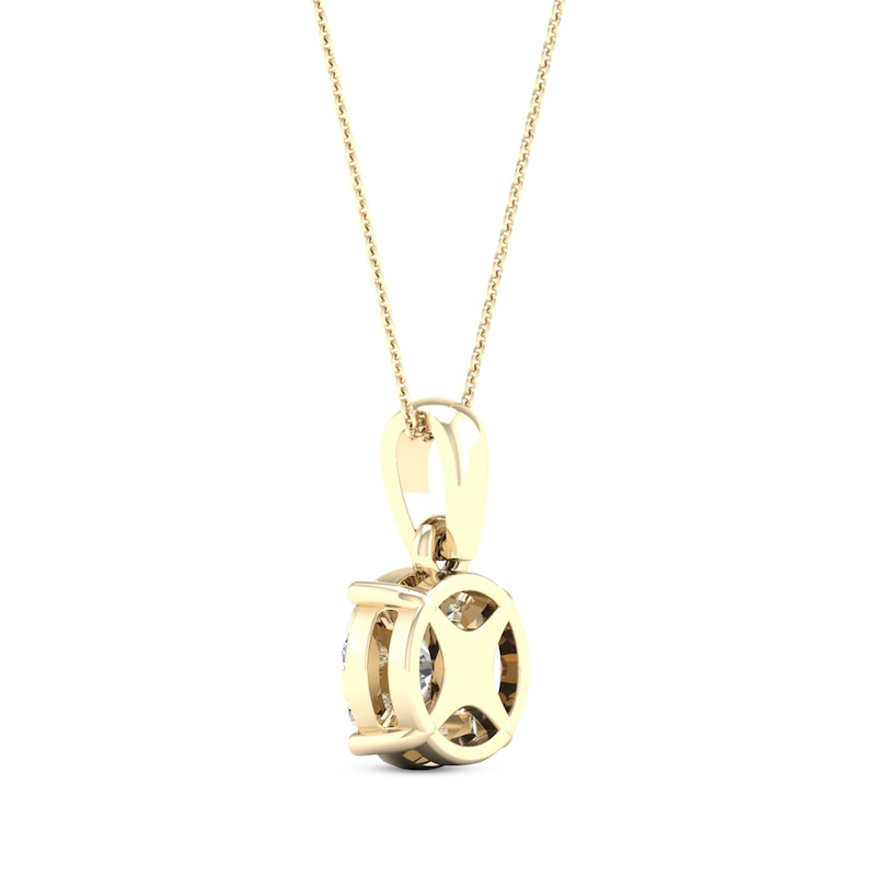 Main Image 4 of Diamond Halo Necklace 1/4 ct tw Round-Cut 10K Yellow Gold 18&quot;