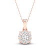 Thumbnail Image 1 of Diamond Halo Necklace 1/4 ct tw Round-Cut 10K Rose Gold 18&quot;