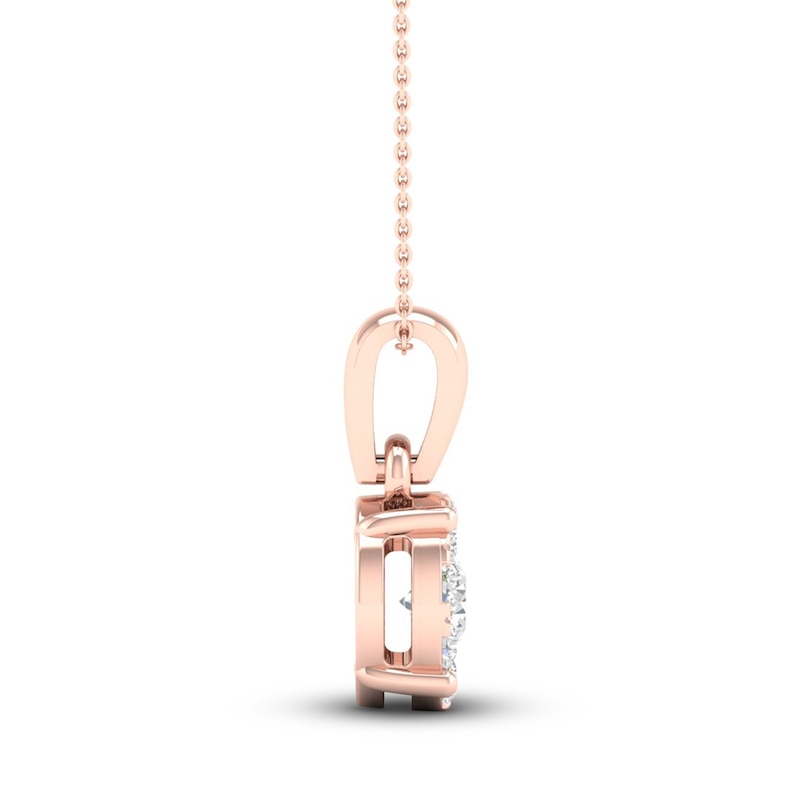Main Image 2 of Diamond Halo Necklace 1/4 ct tw Round-Cut 10K Rose Gold 18&quot;