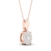 Thumbnail Image 3 of Diamond Halo Necklace 1/4 ct tw Round-Cut 10K Rose Gold 18&quot;
