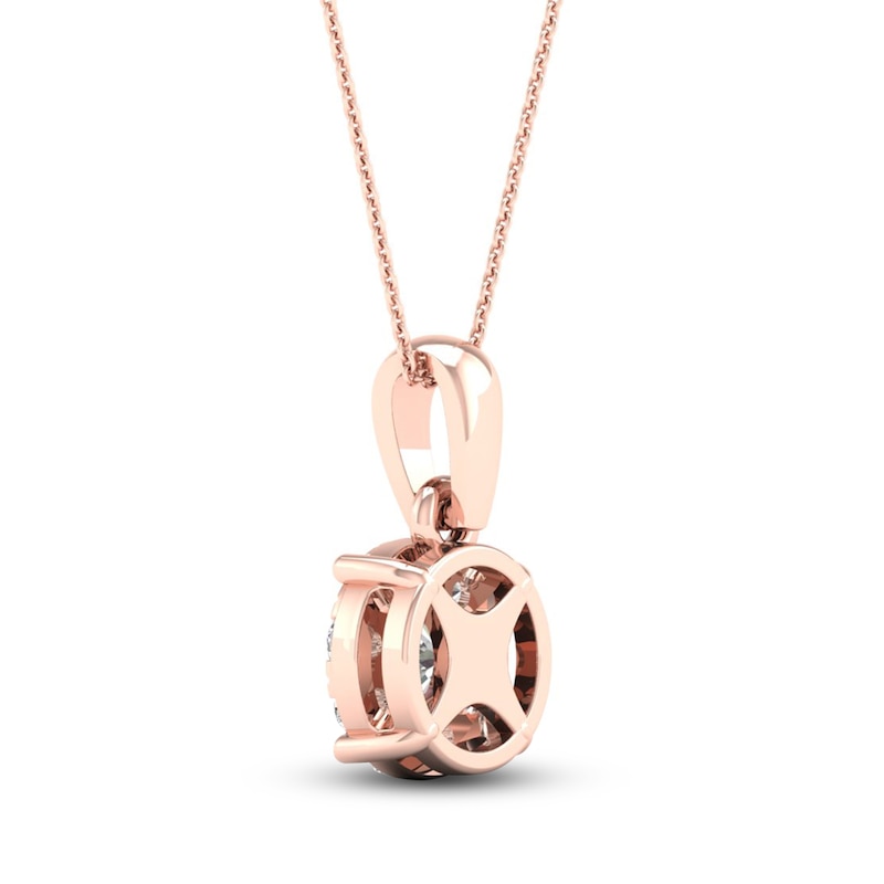 Main Image 4 of Diamond Halo Necklace 1/4 ct tw Round-Cut 10K Rose Gold 18&quot;