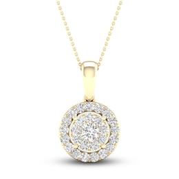 Multi-Diamond Necklace 1/2 ct tw Round-Cut 10K Yellow Gold 18"