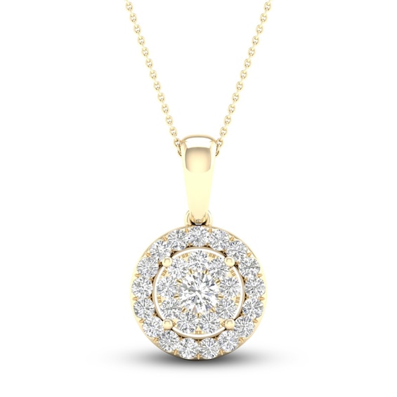 Multi-Diamond Necklace 1/2 ct tw Round-Cut 10K Yellow Gold 18"