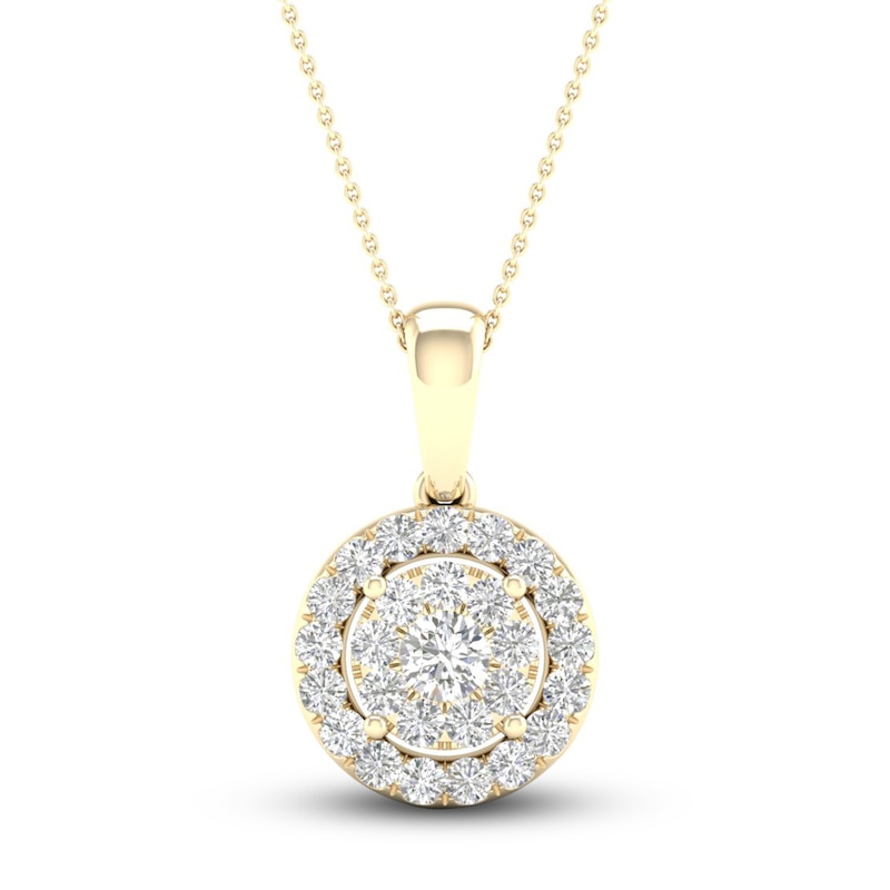 Main Image 1 of Multi-Diamond Necklace 1/2 ct tw Round-Cut 10K Yellow Gold 18&quot;
