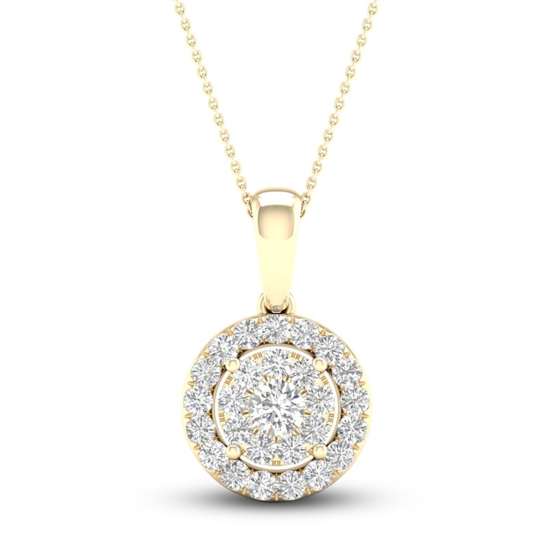 Multi-Diamond Necklace 1/2 ct tw Round-Cut 10K Yellow Gold 18"