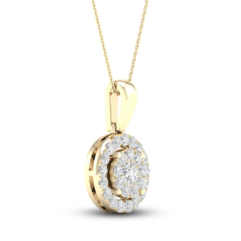 Main Image 3 of Multi-Diamond Necklace 1/2 ct tw Round-Cut 10K Yellow Gold 18&quot;