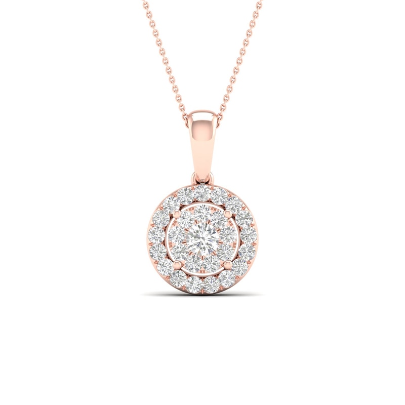 Multi-Diamond Necklace 1/2 ct tw Round-Cut 10K Rose Gold 18"