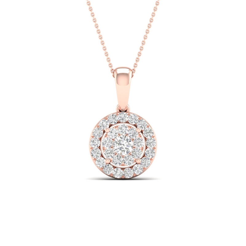 Main Image 1 of Multi-Diamond Necklace 1/2 ct tw Round-Cut 10K Rose Gold 18&quot;