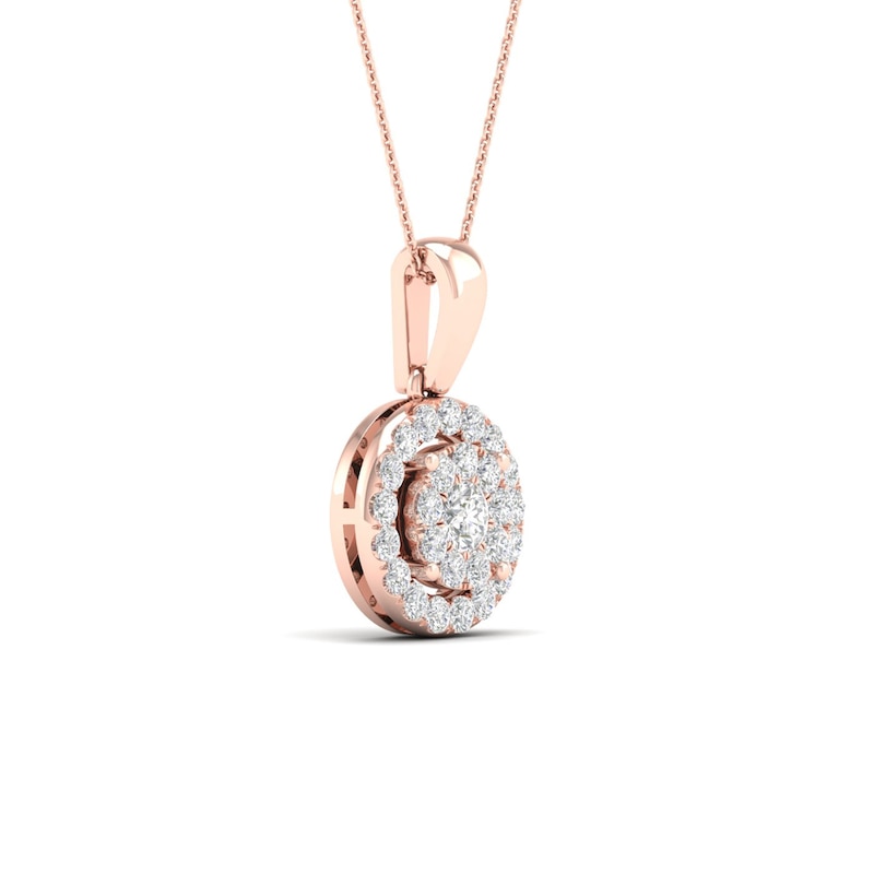 Main Image 3 of Multi-Diamond Necklace 1/2 ct tw Round-Cut 10K Rose Gold 18&quot;