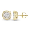 Men's Diamond Curb Style Stud Earrings 1 ct tw Round-cut 10K Yellow Gold