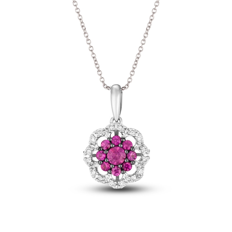 Le Vian Ruby & Diamond Necklace 1/8 ct tw 14K Vanilla Gold 18"