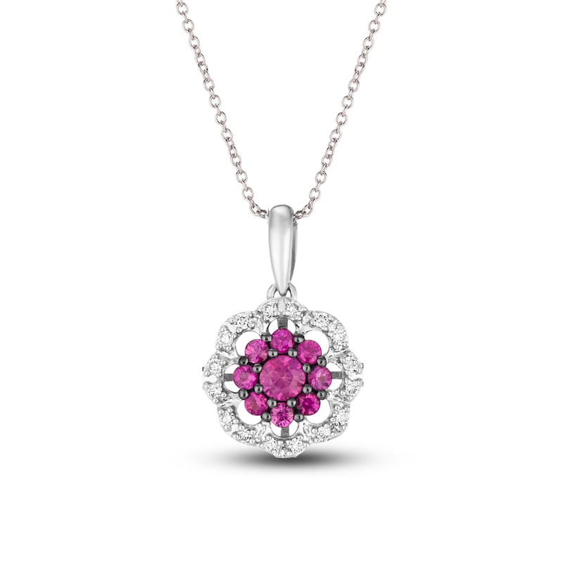 Main Image 1 of Le Vian Ruby & Diamond Necklace 1/8 ct tw 14K Vanilla Gold 18&quot;