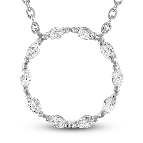 Kay Diamond Circle Necklace 1/2 ct tw Marquise-cut 10K White Gold 18"