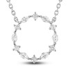 Diamond Circle Necklace 3/8 ct tw Marquise & Round 10K White Gold 18"