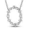 Diamond Circle Necklace 3/8 ct tw Marquise & Round 10K White Gold 18"