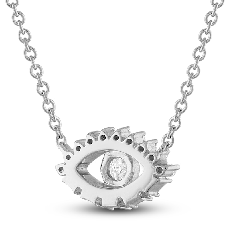 Main Image 3 of Diamond Eye Necklace 1/8 ct tw Round & Baguette 10K White Gold 18&quot;
