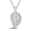 Thumbnail Image 1 of Diamond Leaf Necklace 1/5 ct tw Round & Baguette Sterling Silver 18&quot;