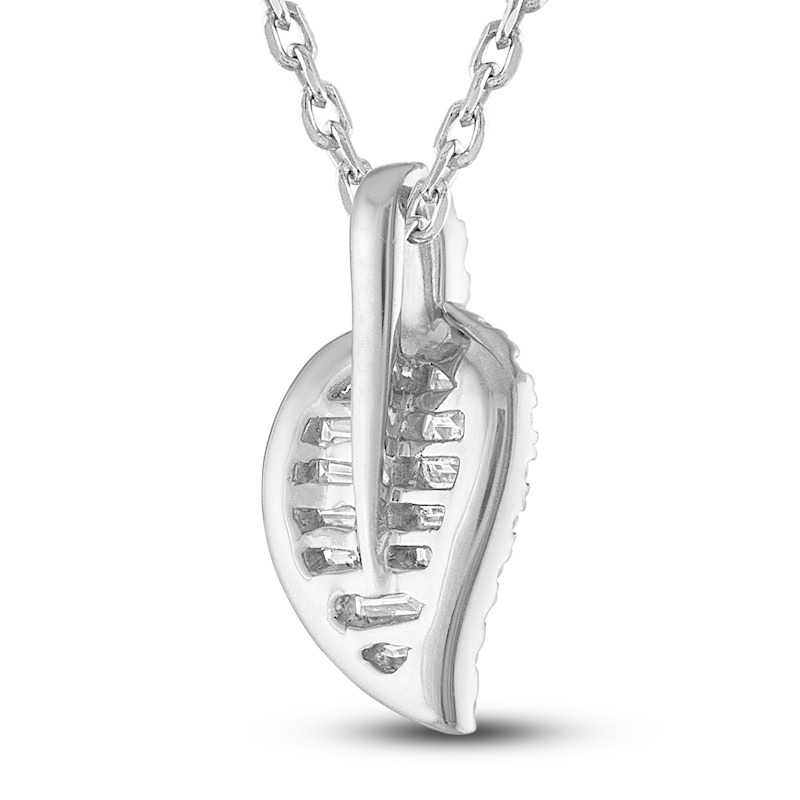 Main Image 3 of Diamond Leaf Necklace 1/5 ct tw Round & Baguette Sterling Silver 18&quot;