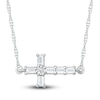 Thumbnail Image 1 of Diamond Cross Necklace 1/15 ct tw Round & Baguette Sterling Silver 18&quot;