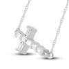 Thumbnail Image 2 of Diamond Cross Necklace 1/15 ct tw Round & Baguette Sterling Silver 18&quot;