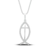 Thumbnail Image 0 of Diamond Ichthys Necklace 1/10 ct tw Round-cut Sterling Silver 18"