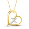 Thumbnail Image 0 of Diamond Heart/Cross Necklace 1/15 ct tw 10K Yellow Gold 18"