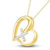 Thumbnail Image 1 of Diamond Heart/Cross Necklace 1/15 ct tw 10K Yellow Gold 18"