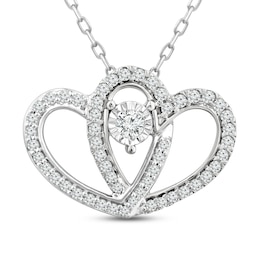 Two as One Diamond Heart Necklace 1/4 ct tw Round-Cut 10K White Gold 18&quot;