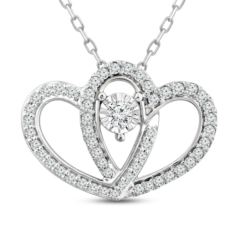 Main Image 1 of Diamond Heart Necklace 1/4 ct tw Round-Cut 10K White Gold 18&quot;