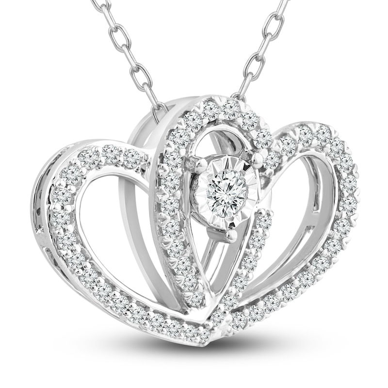 Main Image 2 of Diamond Heart Necklace 1/4 ct tw Round-Cut 10K White Gold 18&quot;